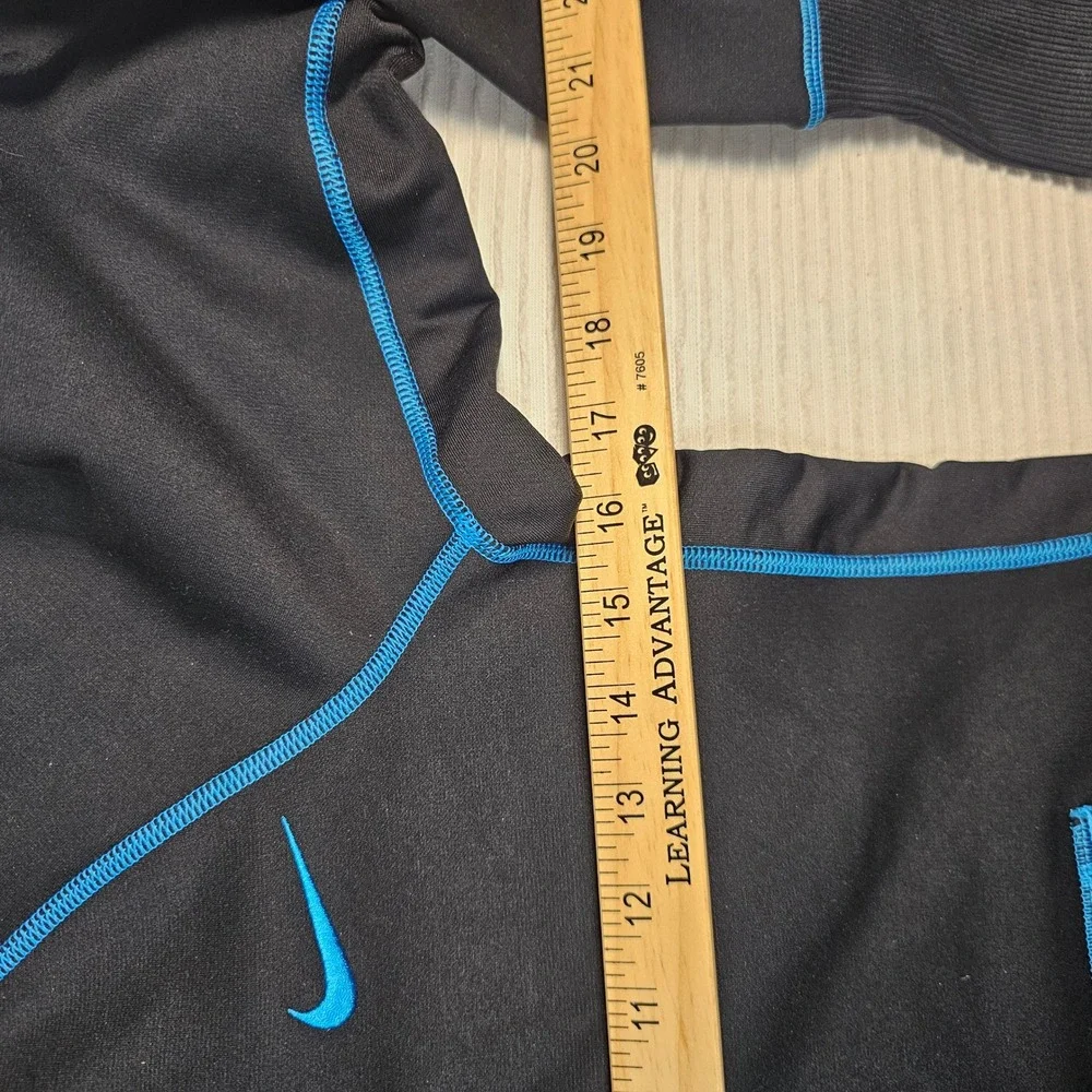 Nike Therma-FIT Hoodie Mens XS Black Blue Contrast Stitch Pullover‎ Sweatshirt